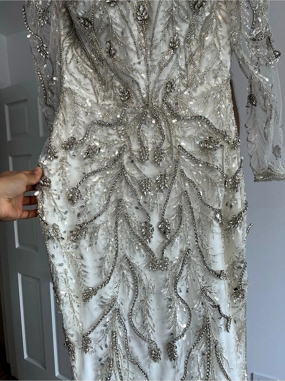 Vlora and Kaltrina Embellished wedding dress with heavy silver beading! - Picture 3 of 11